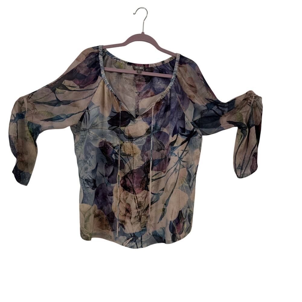 Roz & ALI Semi-sheer Watercolor Floral Print Blouse Size XL